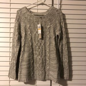 NWT Cupio Bloomingdale’s Grey Cable Knit Sweater S